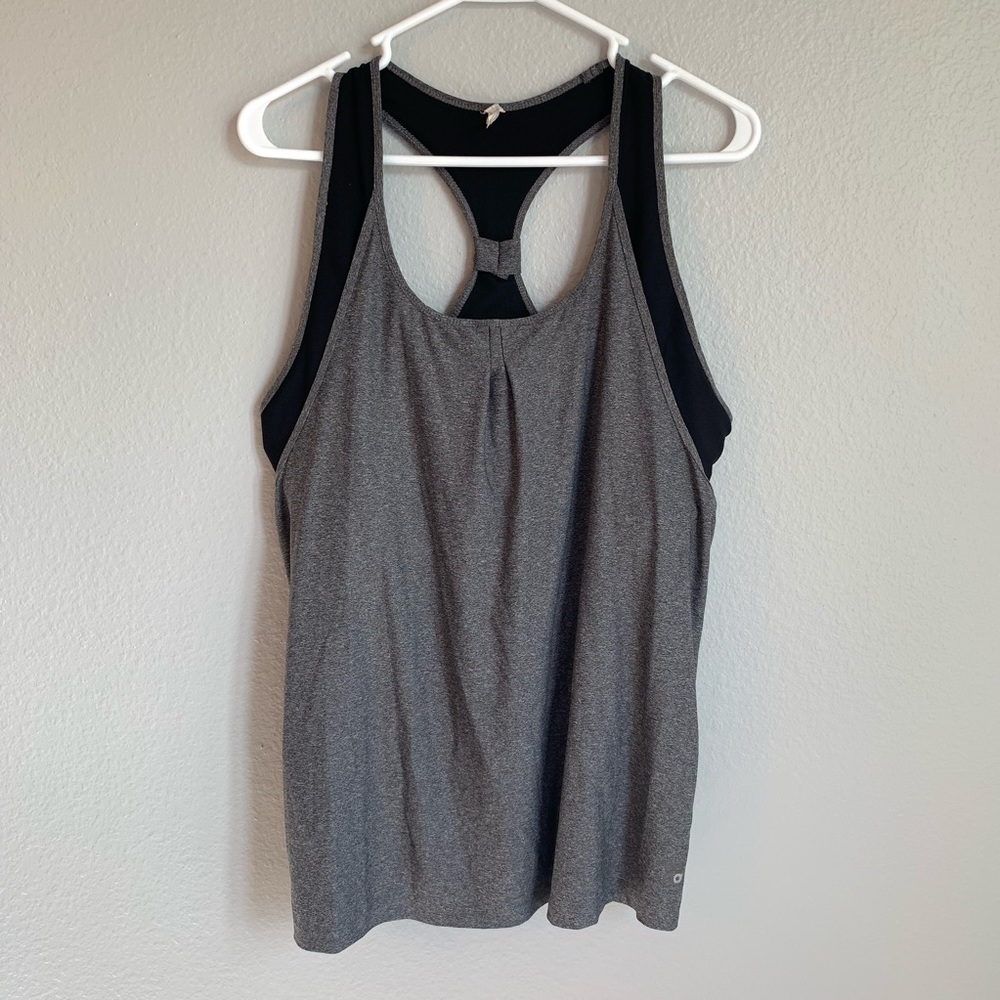 Actra Racerback Gray & Black Workout Top w/ bra